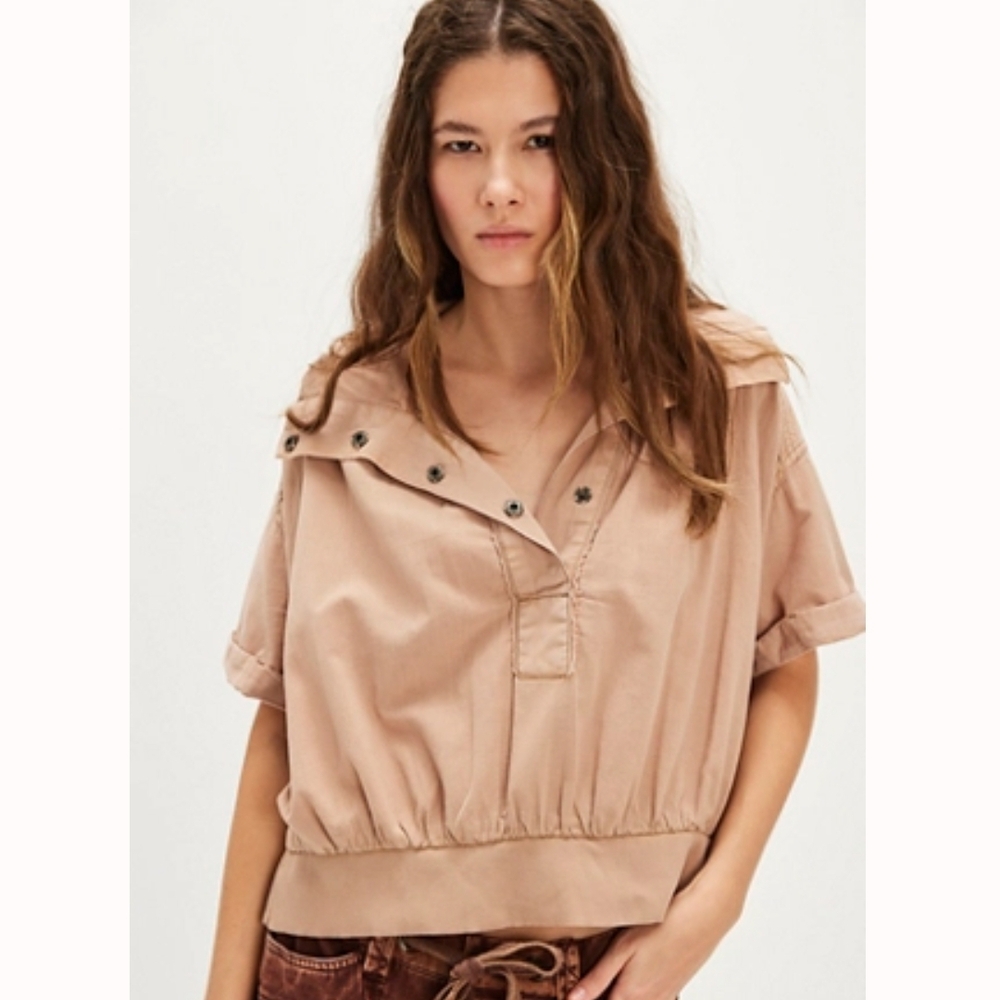NWT Free People Tan Button-Up Blouse